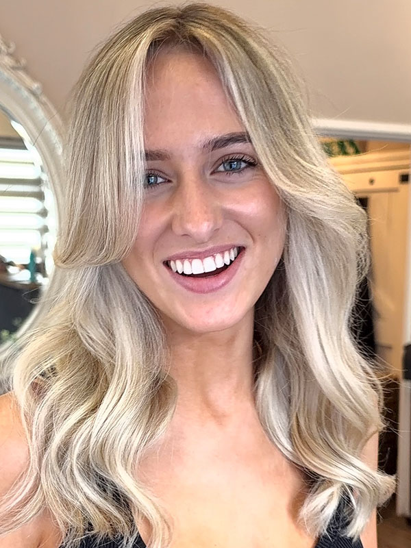 Woman with luxury blonde hair from Head Office in Wrexham